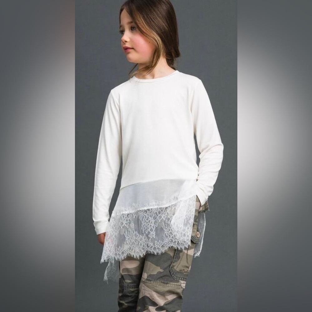 Twinset Simona Barbieri Girls Maxi T-shirt w/georgette & lace details size 8